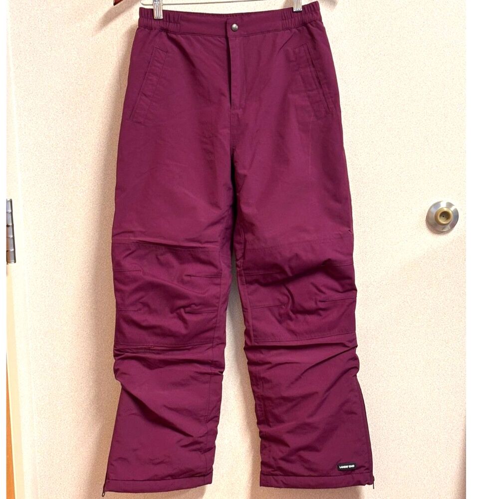Lands’ End Kids 12 Grow-A-Long Purple Insulated Snow Pants Reinforced Seat FLAW